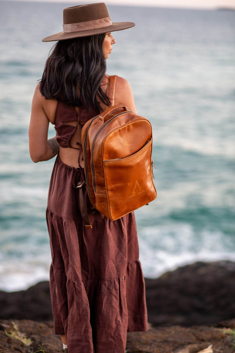 Hunter Leather Tan Backpack - Aurelius Leather