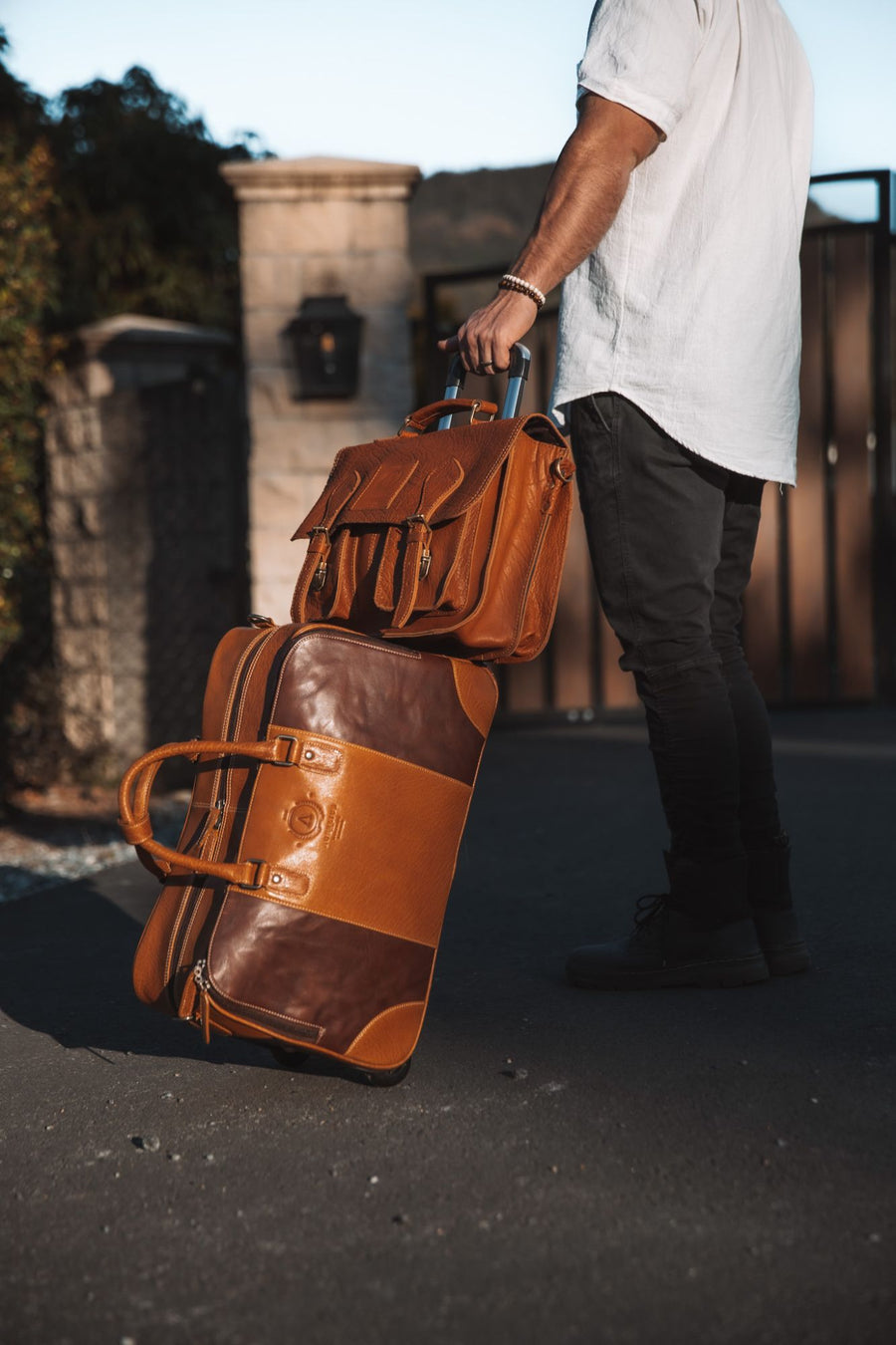 Oxford Leather Roller Overnight Bag - Aurelius Leather