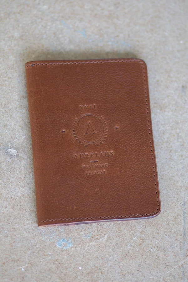 Tan Leather Passport and Card Holder - Aurelius Leather