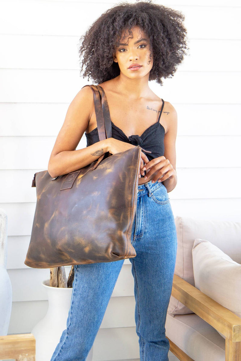 Frida Leather Tote Bag - Aurelius Leather