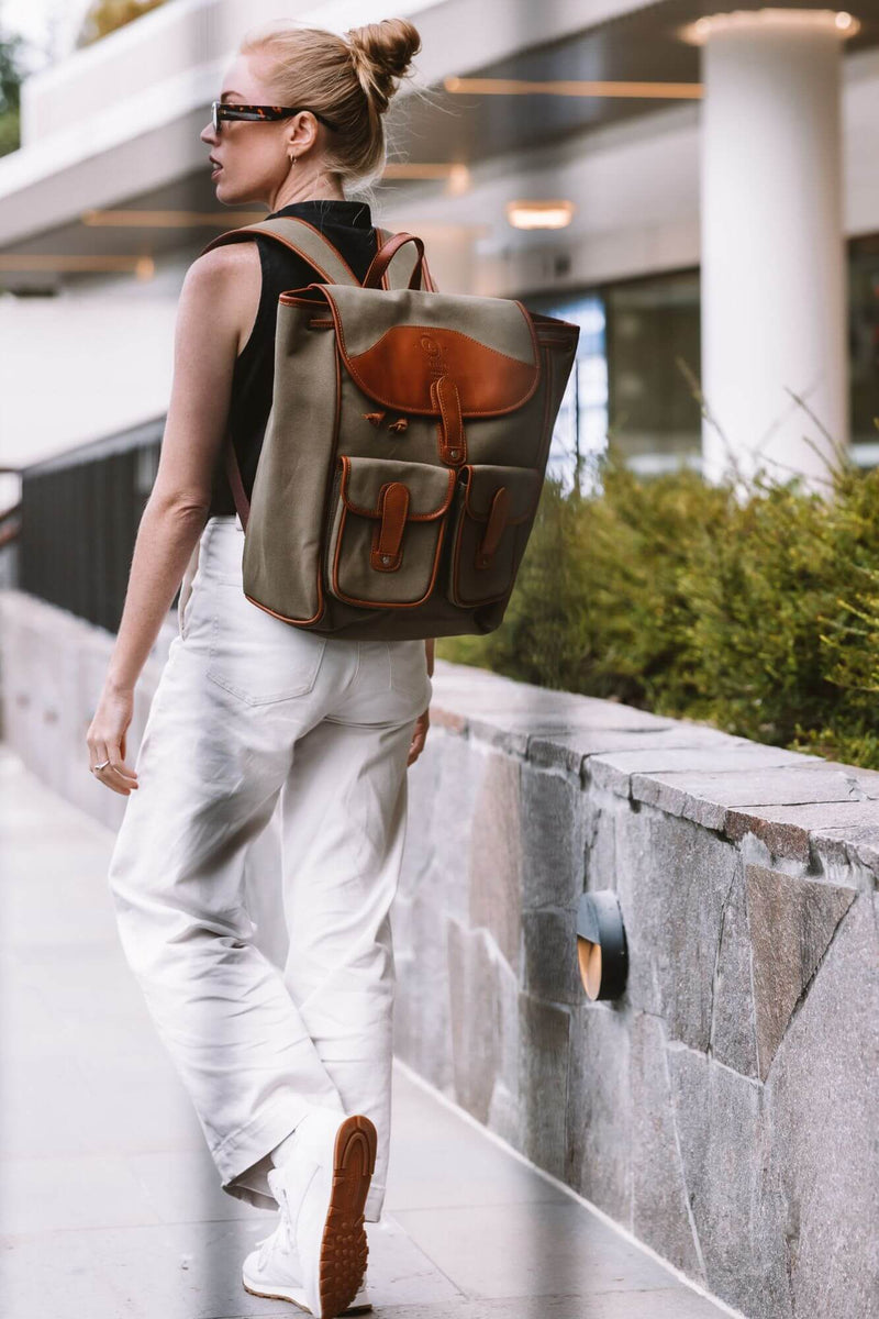 Byron Canvas and Leather Backpack - Aurelius Leather